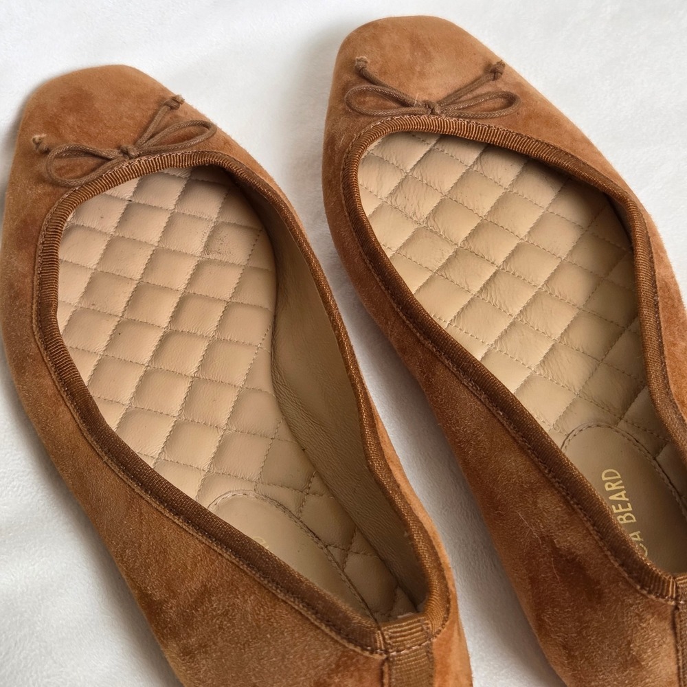 Veronica Beard Beatrix Hazelwood Brown Suede Bow Ballet Ballerina Flats Shoes - Picture 6 of 9